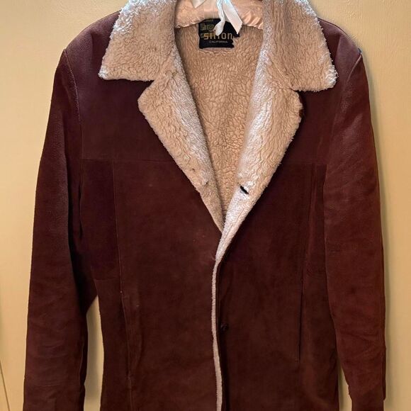 Vtg. Silton CA cognac brown suede jacket sherpa lined. Western ranchwear. 42. - Picture 1 of 8
